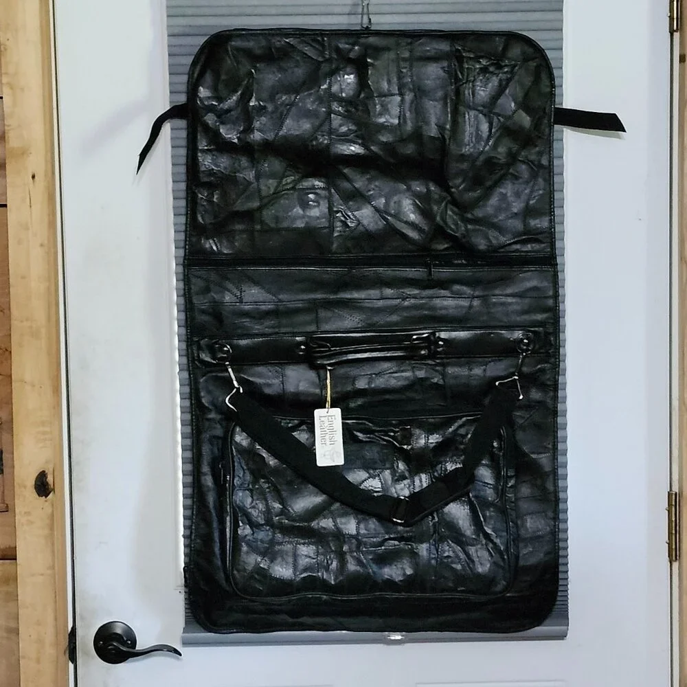 Vintage English Leather bi fold garment bag. NEW